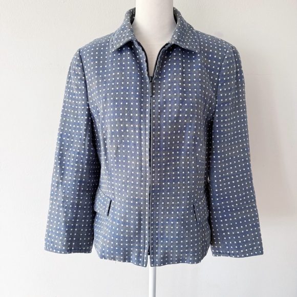 Akris Punto Jackets & Blazers - Akris Punto Women‎ Cotton Linen Square Dot Print Jacket Size 10 Office Casual
